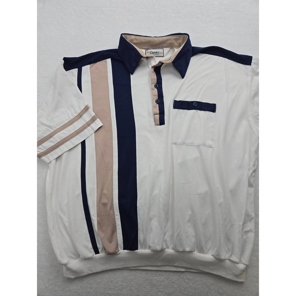 Classics by Palmland XL‎ Mens Polo Shirt Striped Short Sleeve Pullover Golf